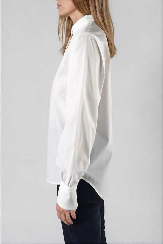 Chemise blanche col officier en popeline de coton - Giulia