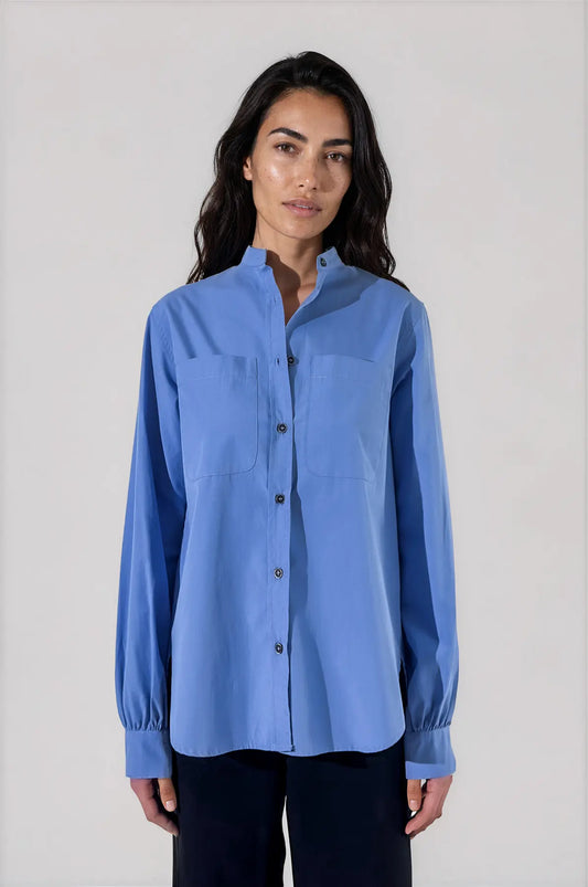 Chemise col officier en popeline de coton - Suzanne