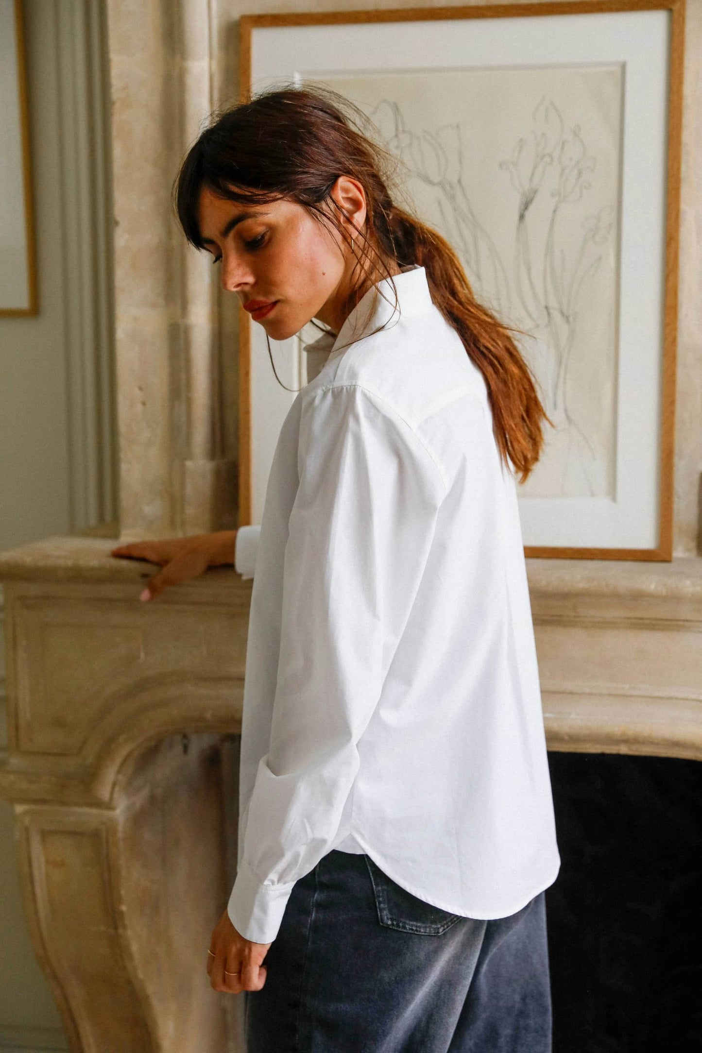 Chemise blanche coupe ample en popeline de coton bio - Emy - Huguet Paris