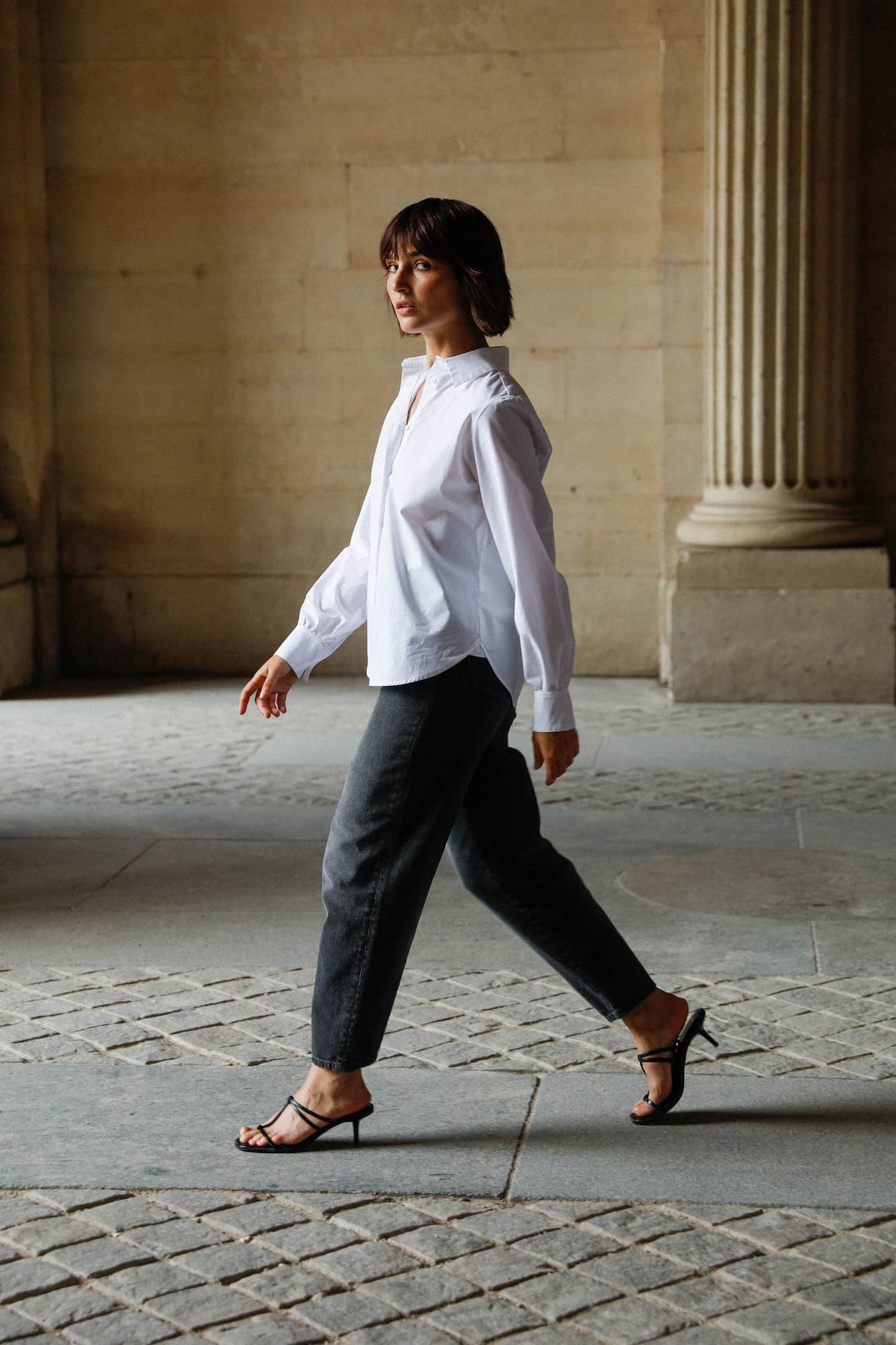 Chemise blanche coupe ample en popeline de coton bio - Emy - Huguet Paris