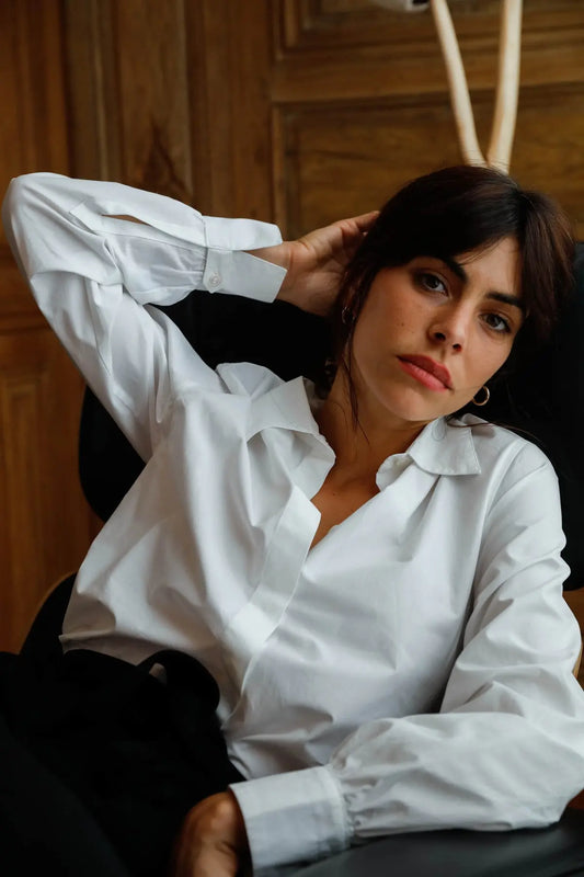 Chemise blanche coton bio détail manche