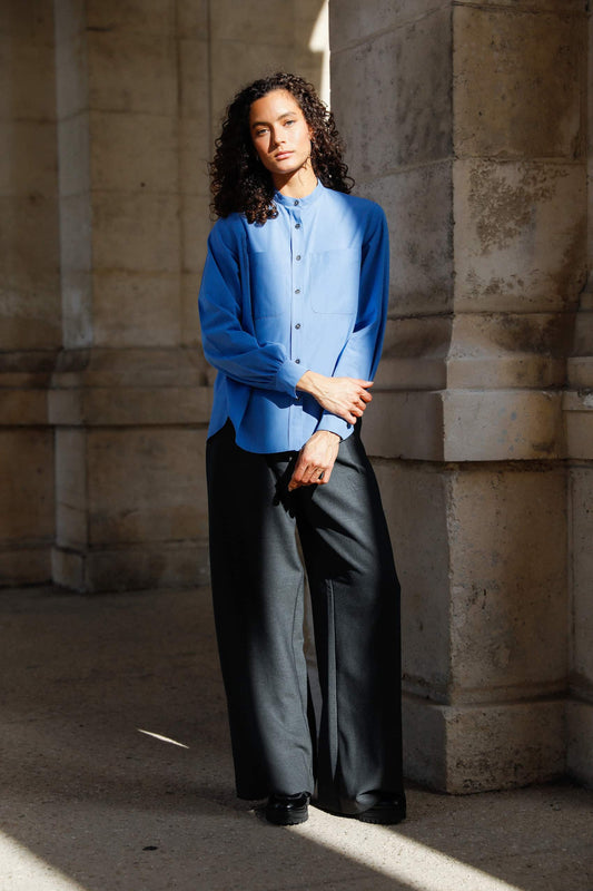 Chemise avec fronces en popeline de coton bio - Suzanne - Huguet Paris