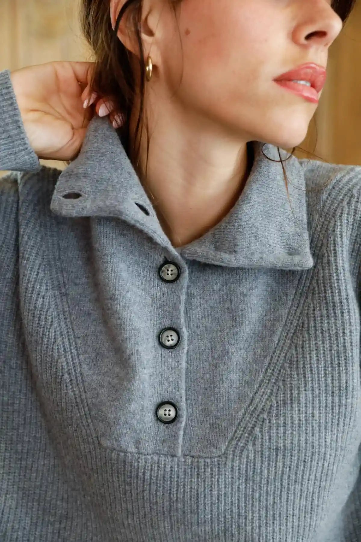 Pull col camionneur laine mérinos zoom col