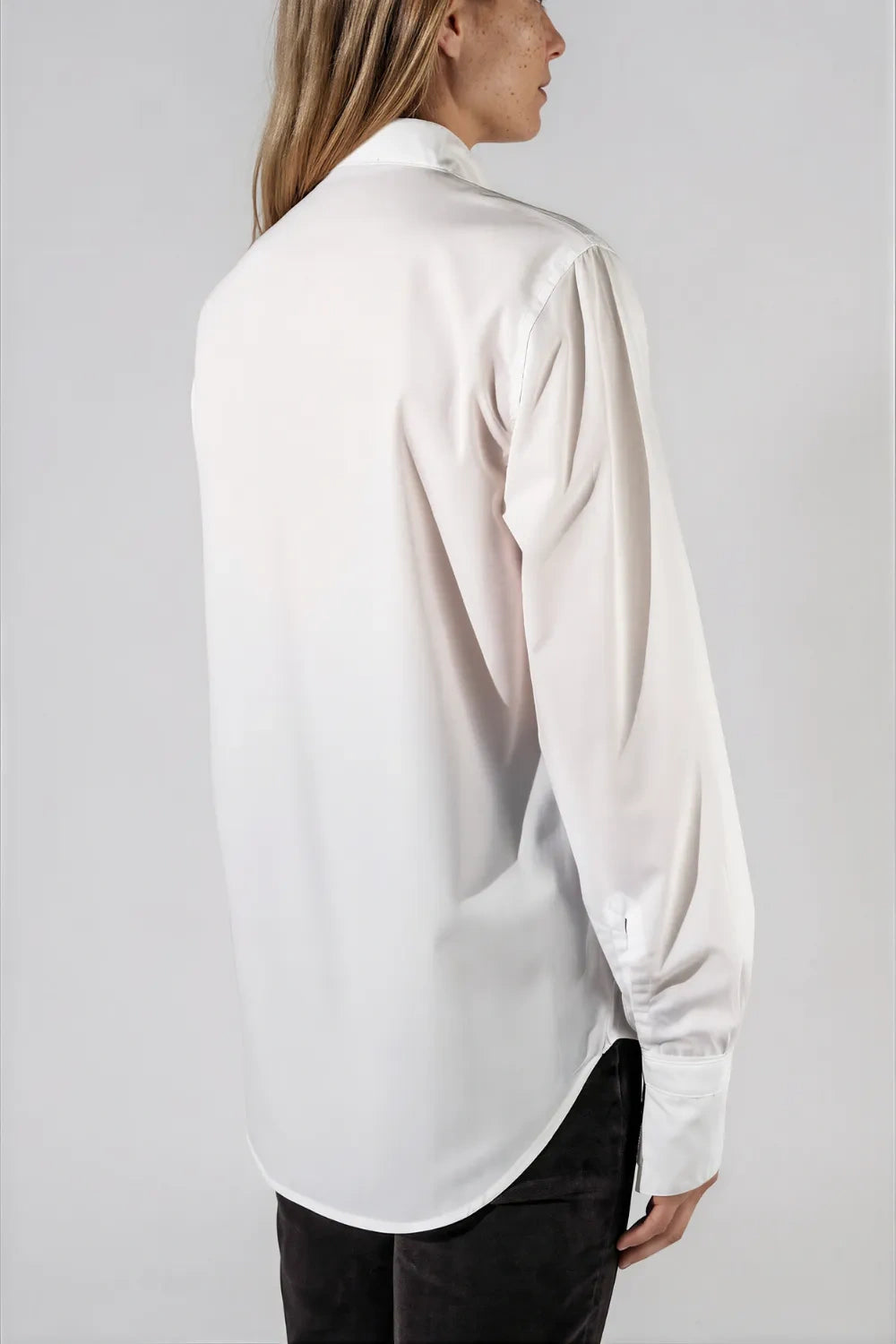 Chemise blanche col officier en popeline de coton - Giulia