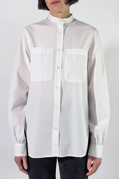 Chemise col officier coton blanc vue de face studio