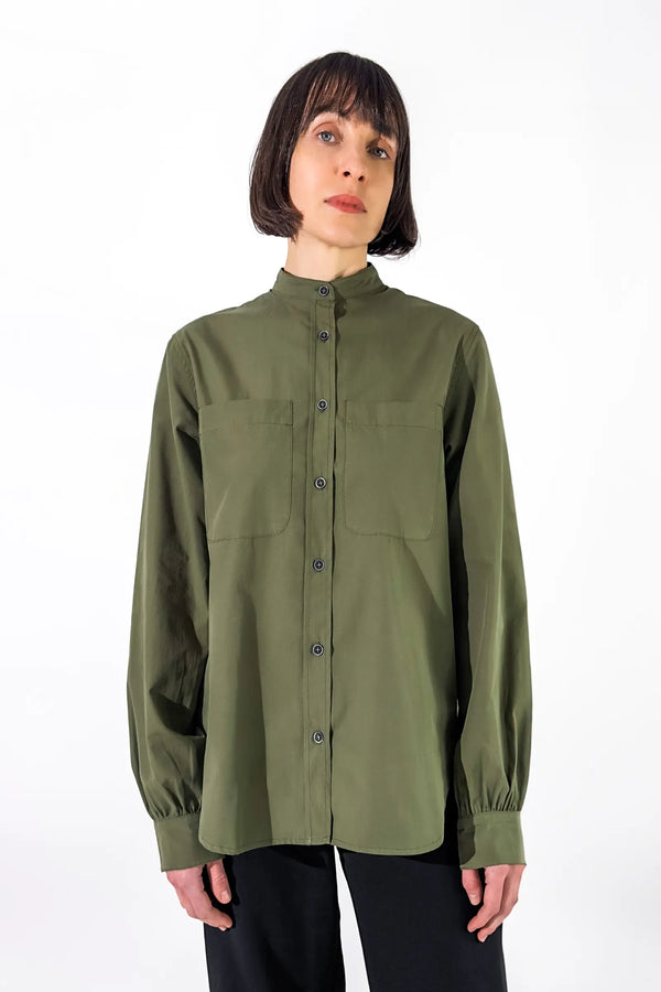 Chemise col officier en popeline de coton - Suzanne