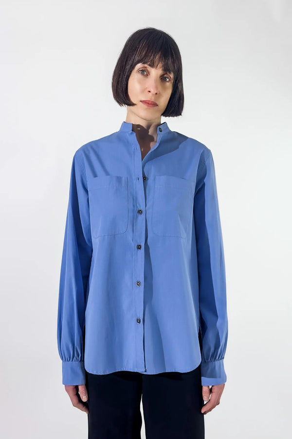 Chemise col officier en popeline de coton - Suzanne