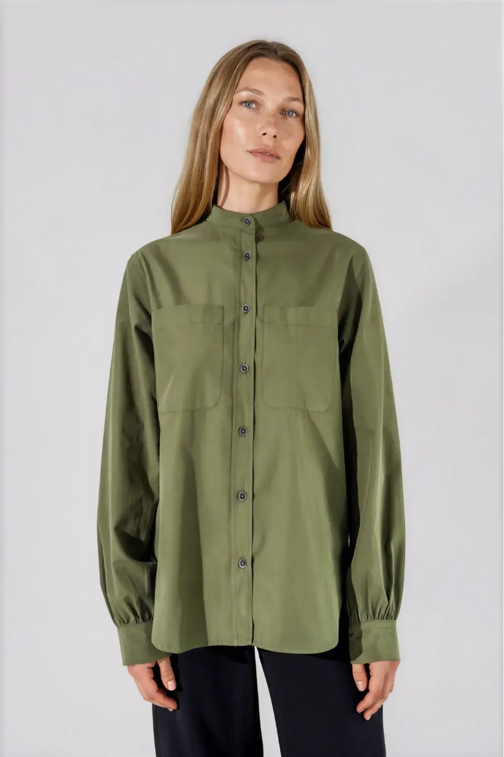 Chemise col officier en popeline de coton - Suzanne