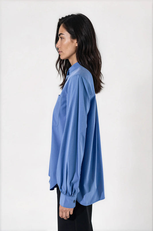 Chemise col officier en popeline de coton - Suzanne