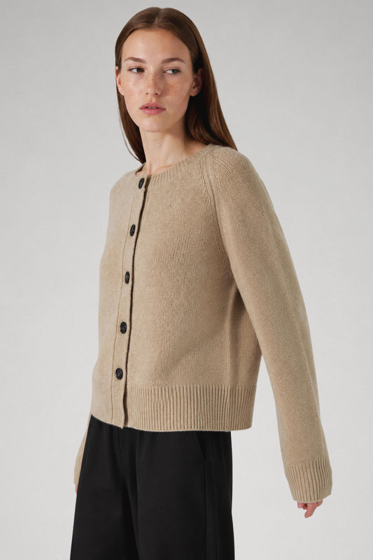 Cardigan en laine mérinos et laine de yak beige - Louise