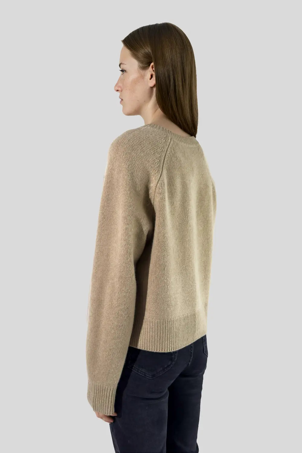 Cardigan en laine mérinos et laine de yak beige - Louise