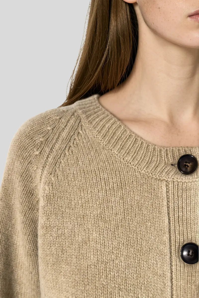 Cardigan en laine mérinos et laine de yak beige - Louise