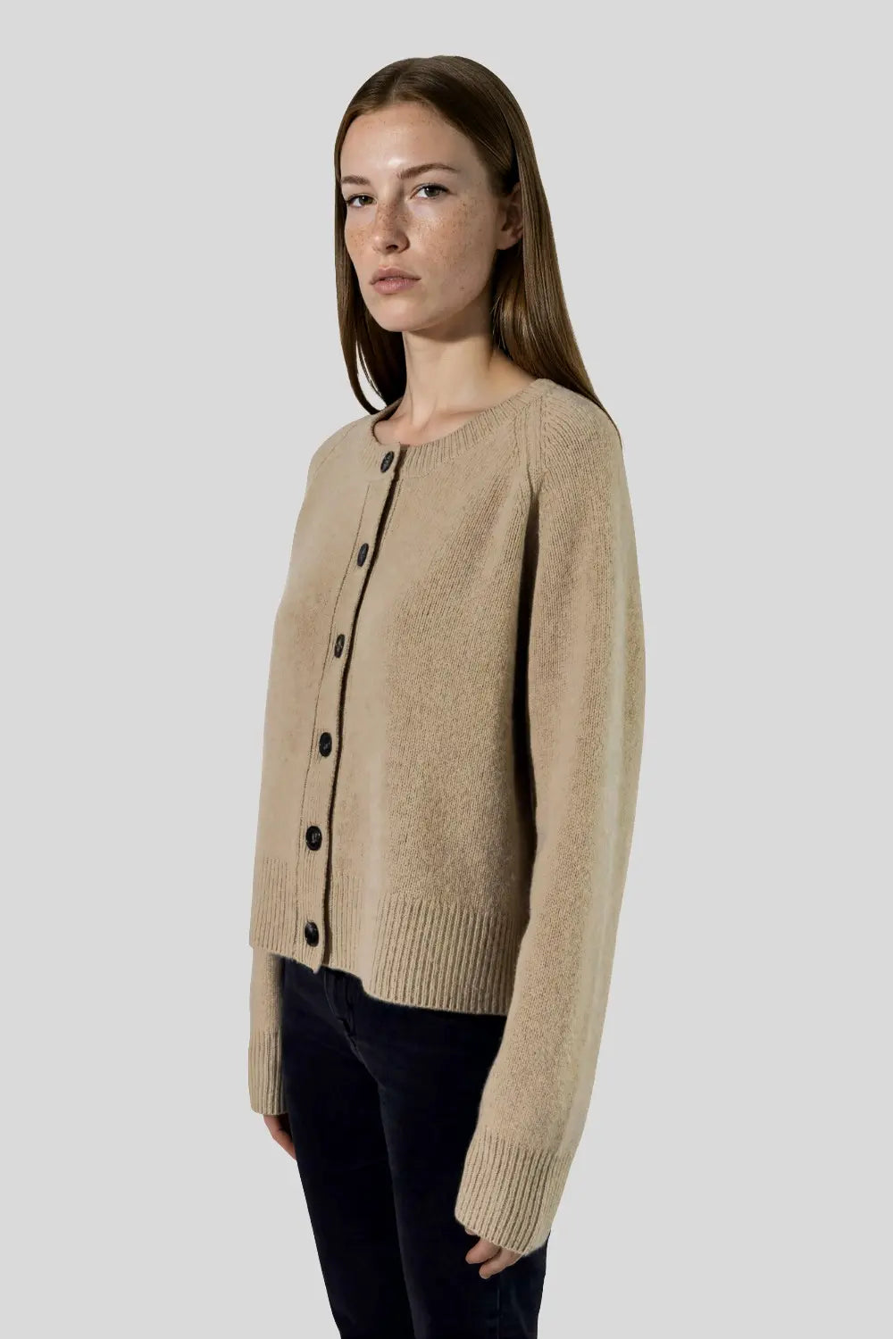 Cardigan en laine mérinos et laine de yak beige - Louise