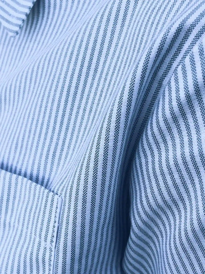 Chemise oversize rayé vert zoom matière