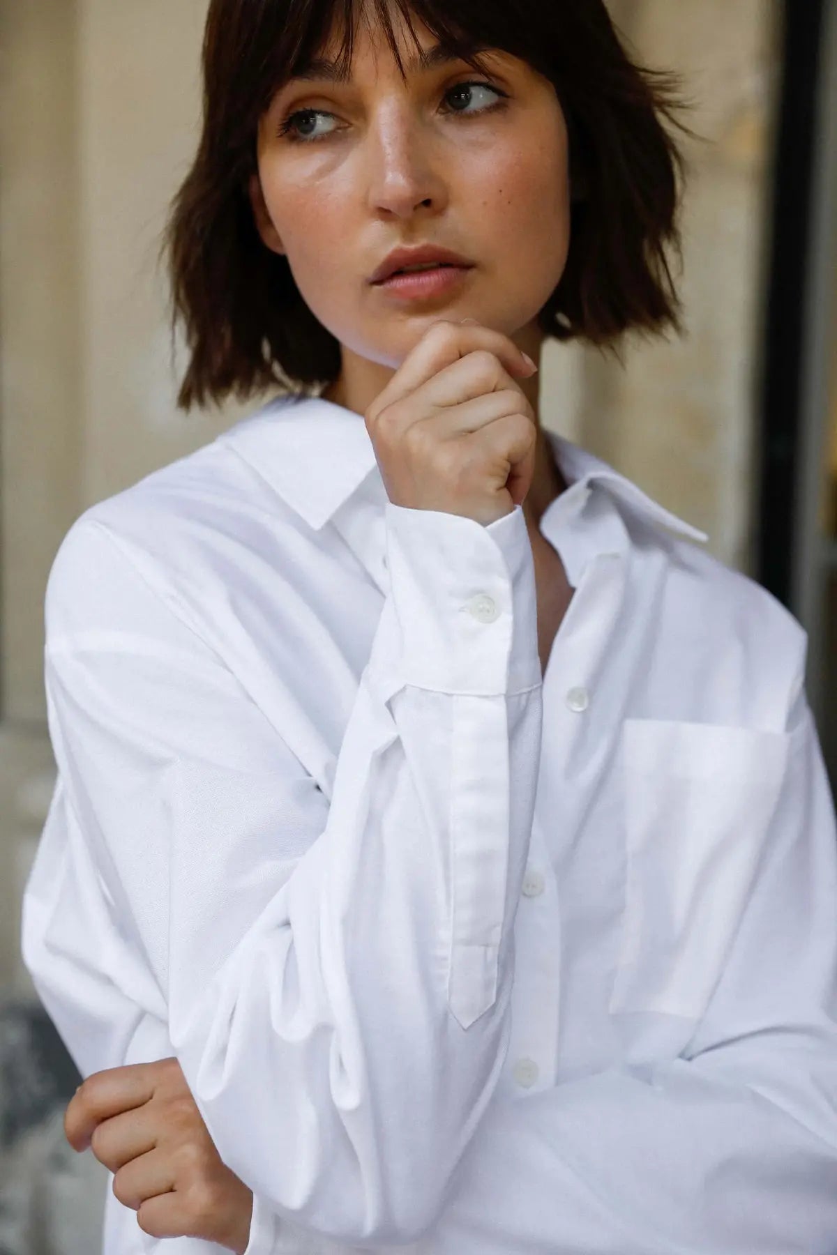 Chemise oversize blanc zoom détail