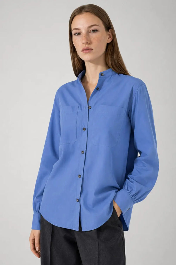 Chemise col officier en popeline de coton - Suzanne