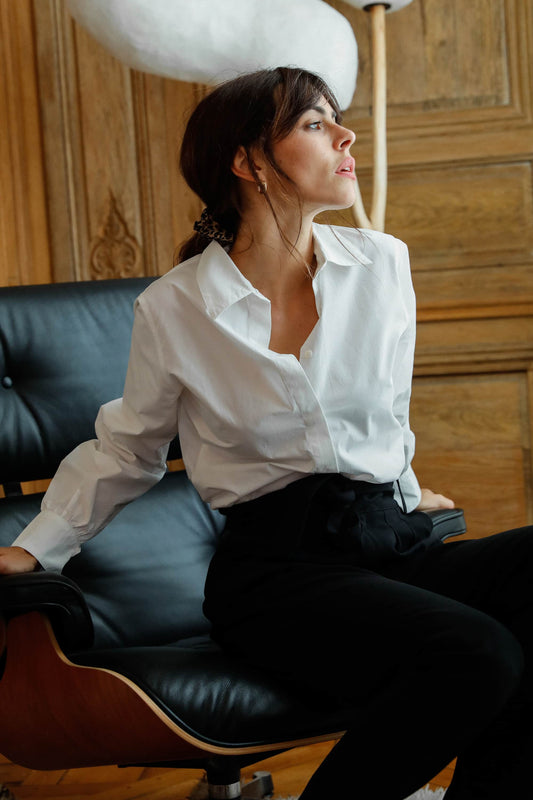 Chemise blanche en popeline de coton bio - Raphaëlle - Huguet Paris