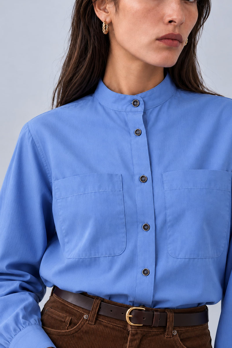 Chemise col officier en popeline de coton - Suzanne