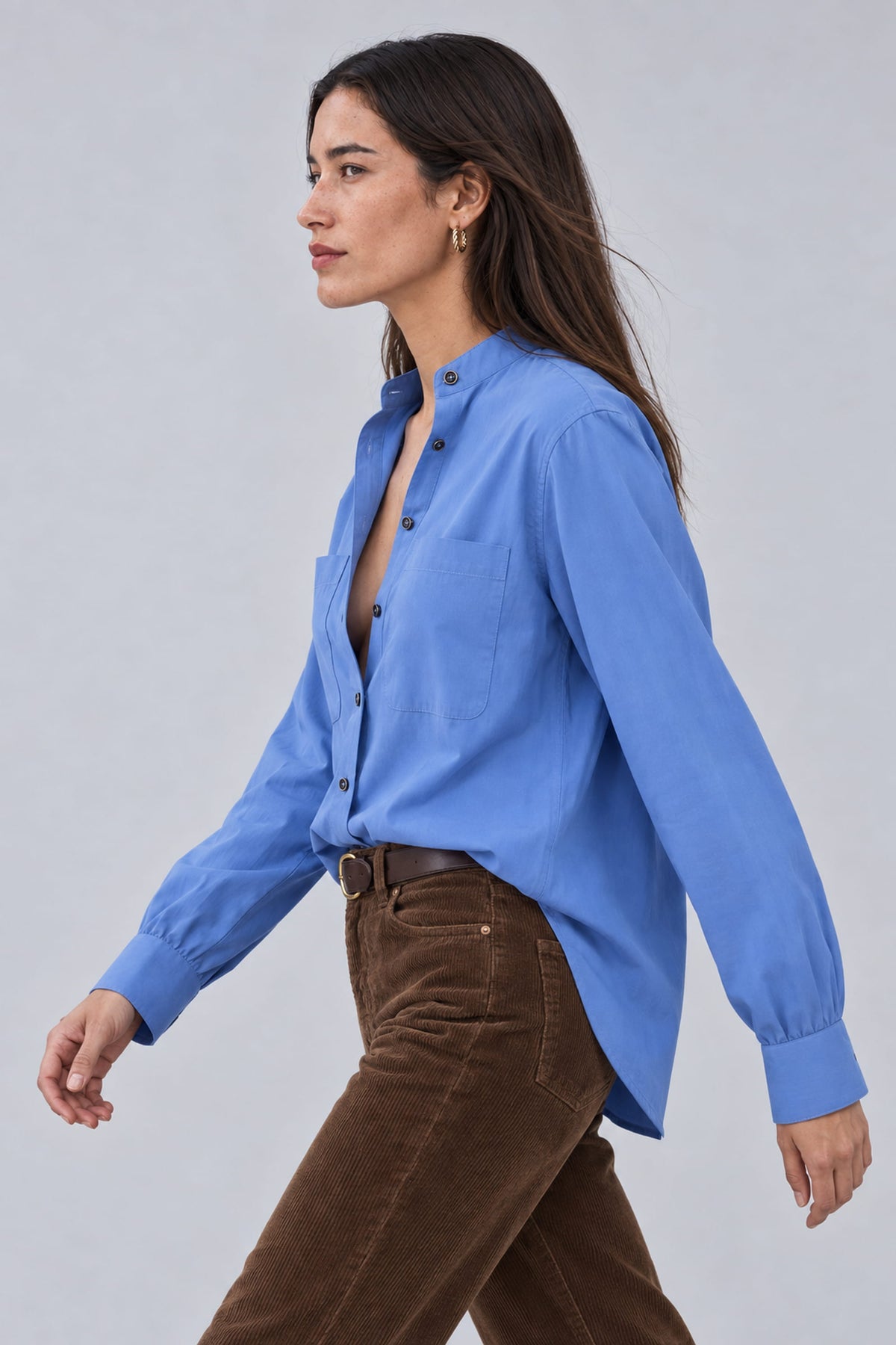 Chemise col officier en popeline de coton - Suzanne