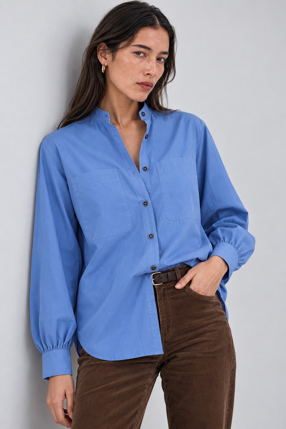 Chemise col officier en popeline de coton - Suzanne