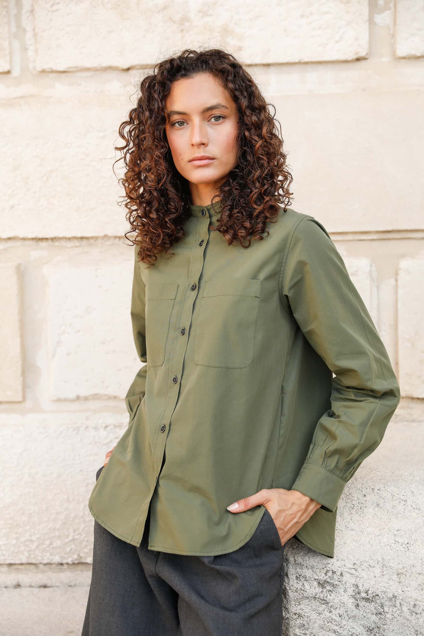 Chemise avec fronces en popeline de coton bio - Suzanne - Huguet Paris