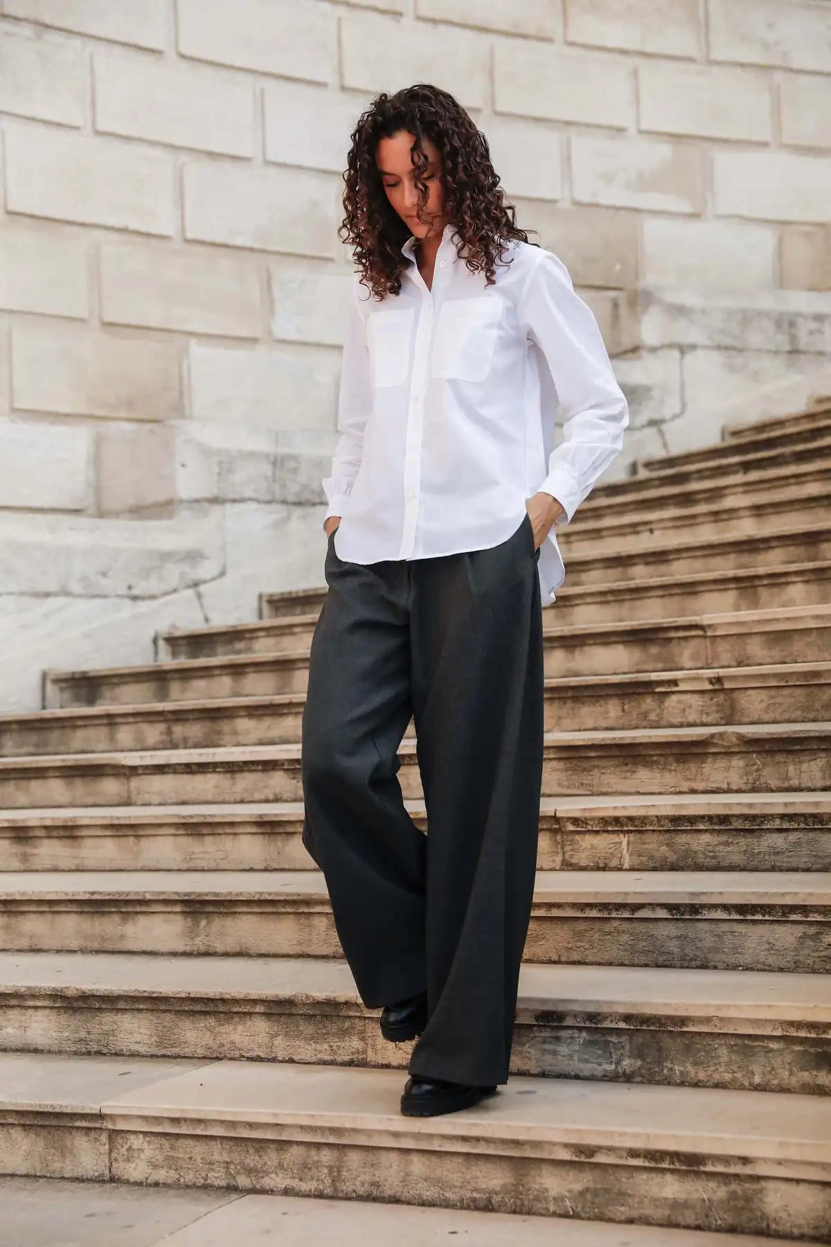 Chemise col officier coton blanc col ouvert