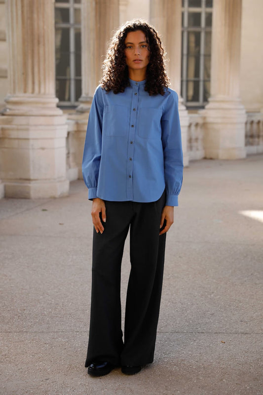 Chemise avec fronces en popeline de coton bio - Suzanne - Huguet Paris