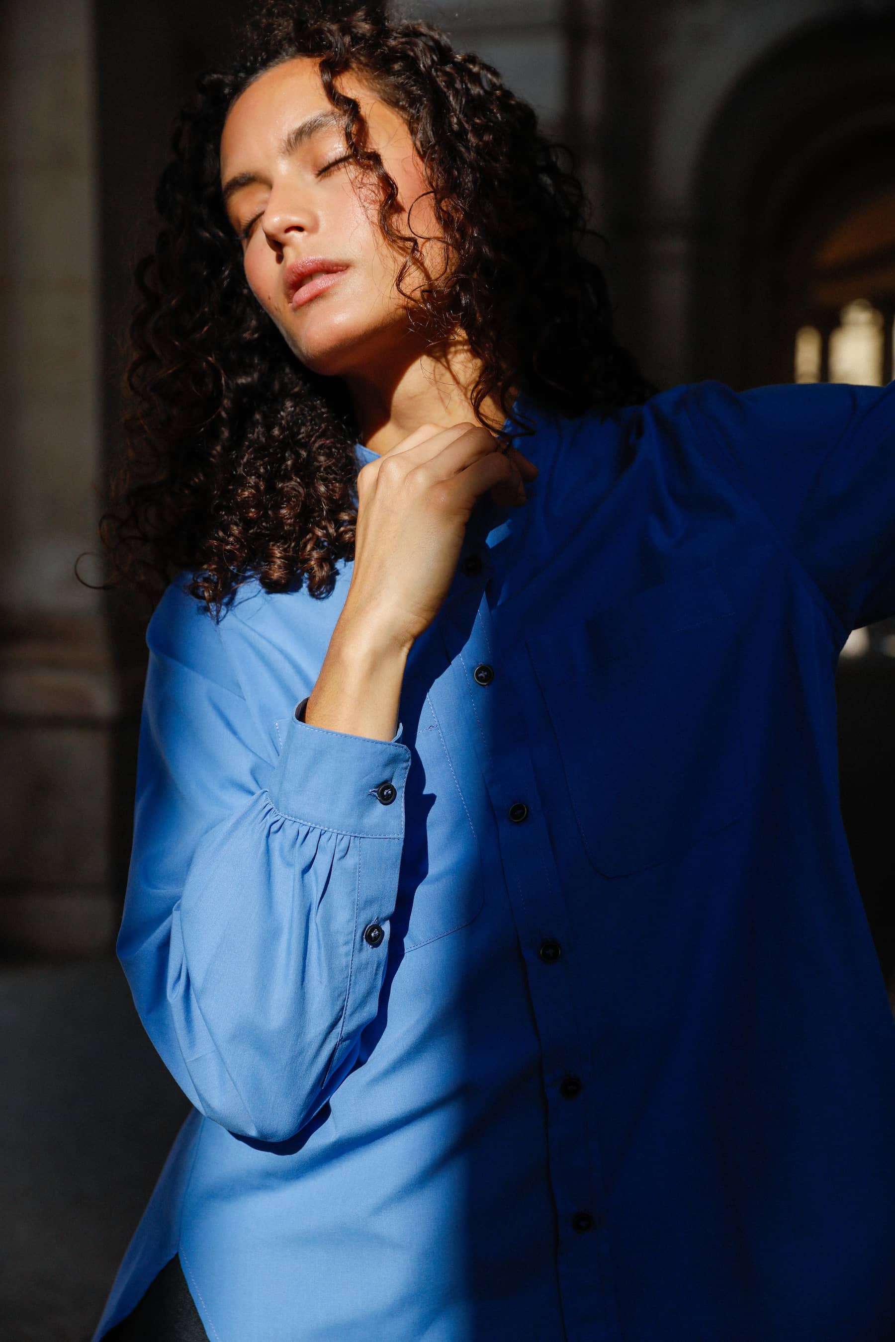 Chemise avec fronces en popeline de coton bio - Suzanne - Huguet Paris