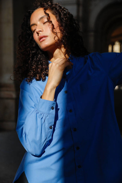 Chemise avec fronces en popeline de coton bio - Suzanne - Huguet Paris