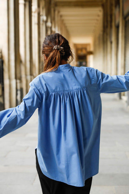 Chemise avec fronces en popeline de coton bio - Suzanne - Huguet Paris