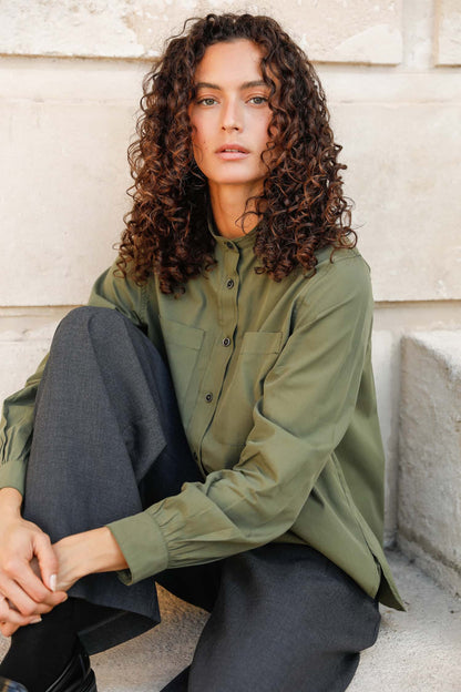 Chemise avec fronces en popeline de coton bio - Suzanne - Huguet Paris