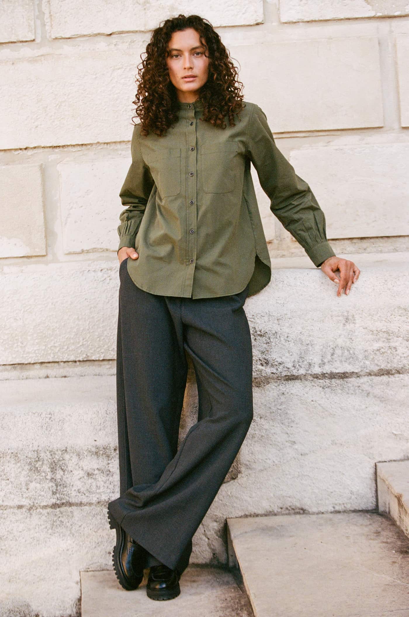 Chemise avec fronces en popeline de coton bio - Suzanne - Huguet Paris