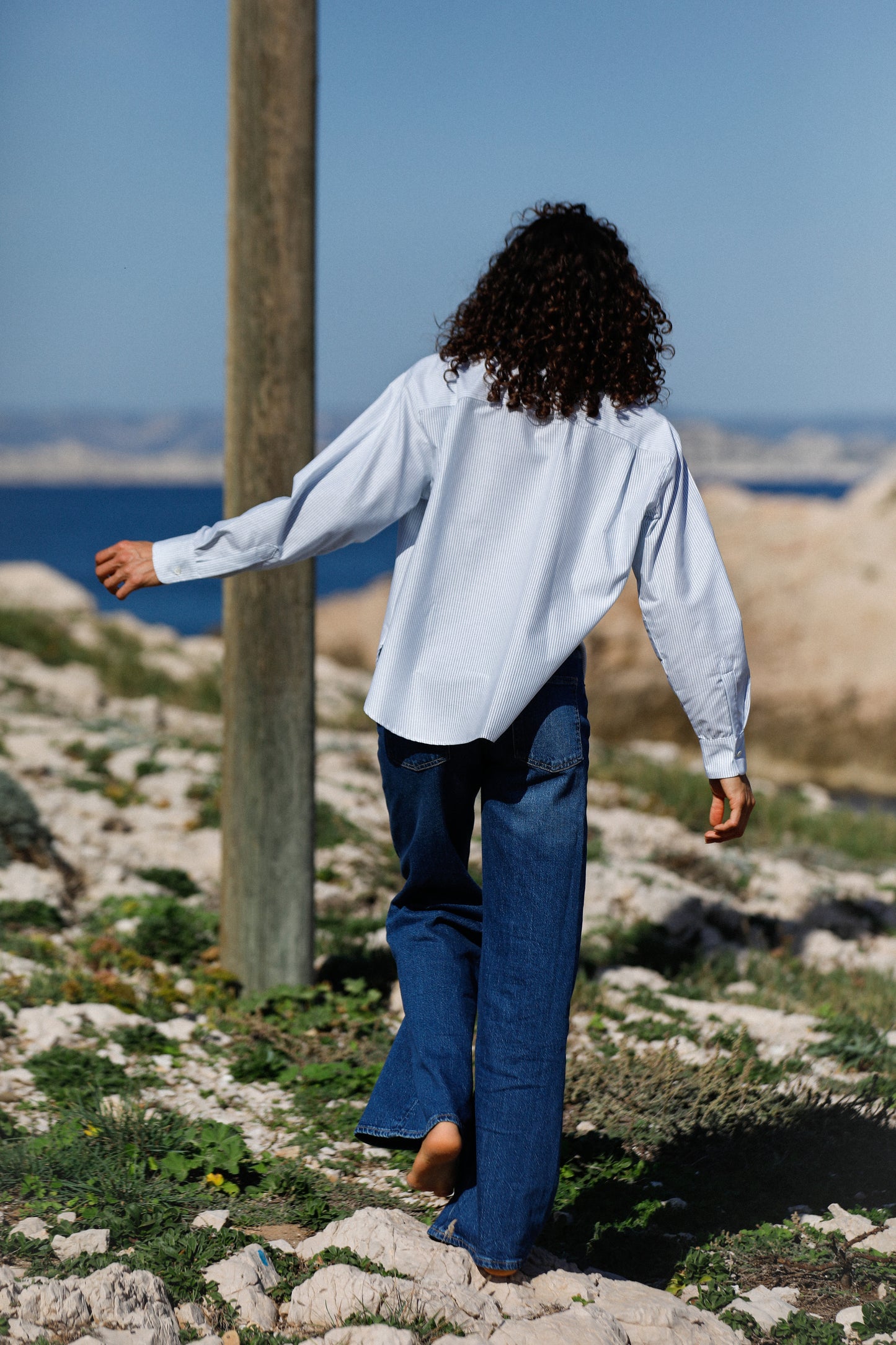 chemise rayée vert et blanc oversize en coton 