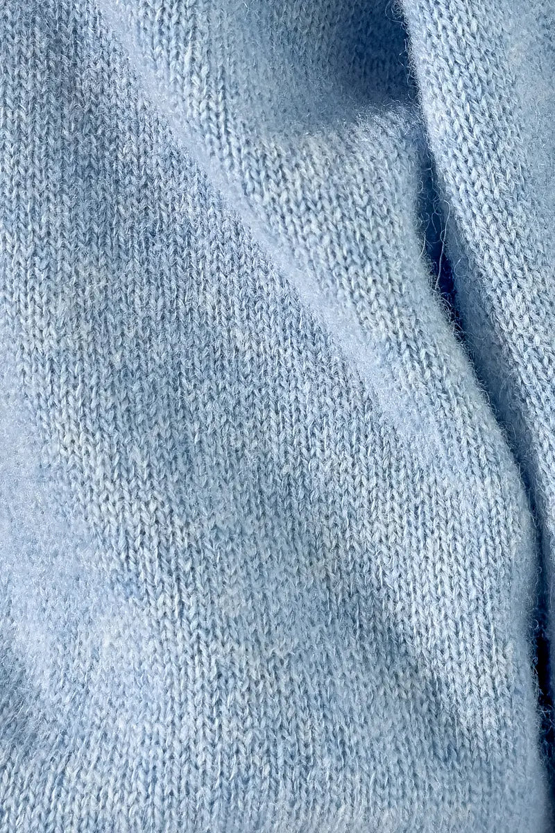Pull col polo en laine mérinos bleu ciel - Nina