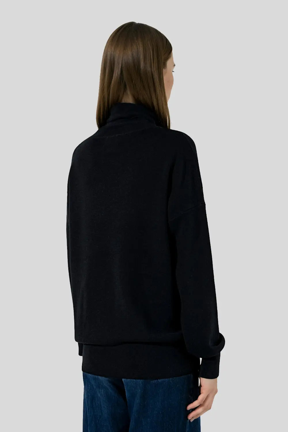 Pull col roulé en laine mérinos noir - Romy